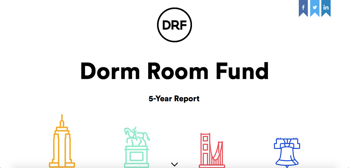 The Dorm Room Fund 5 Year Report. 5 years of funding, advising, and