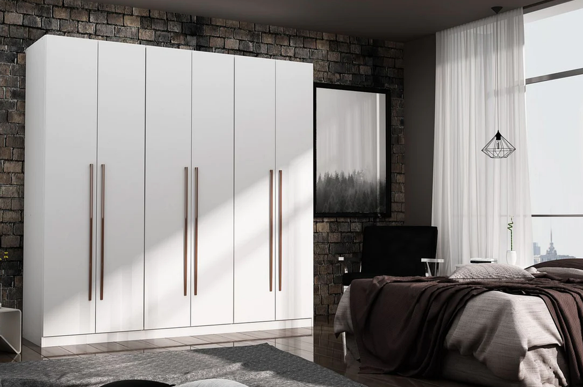 Manhattan Comfort Gramercy White Freestanding Wardrobe Armoire Closet