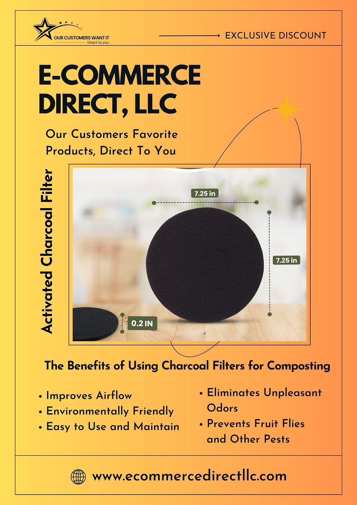 Composting Activated Charcoal Filters — Direct, LLC E