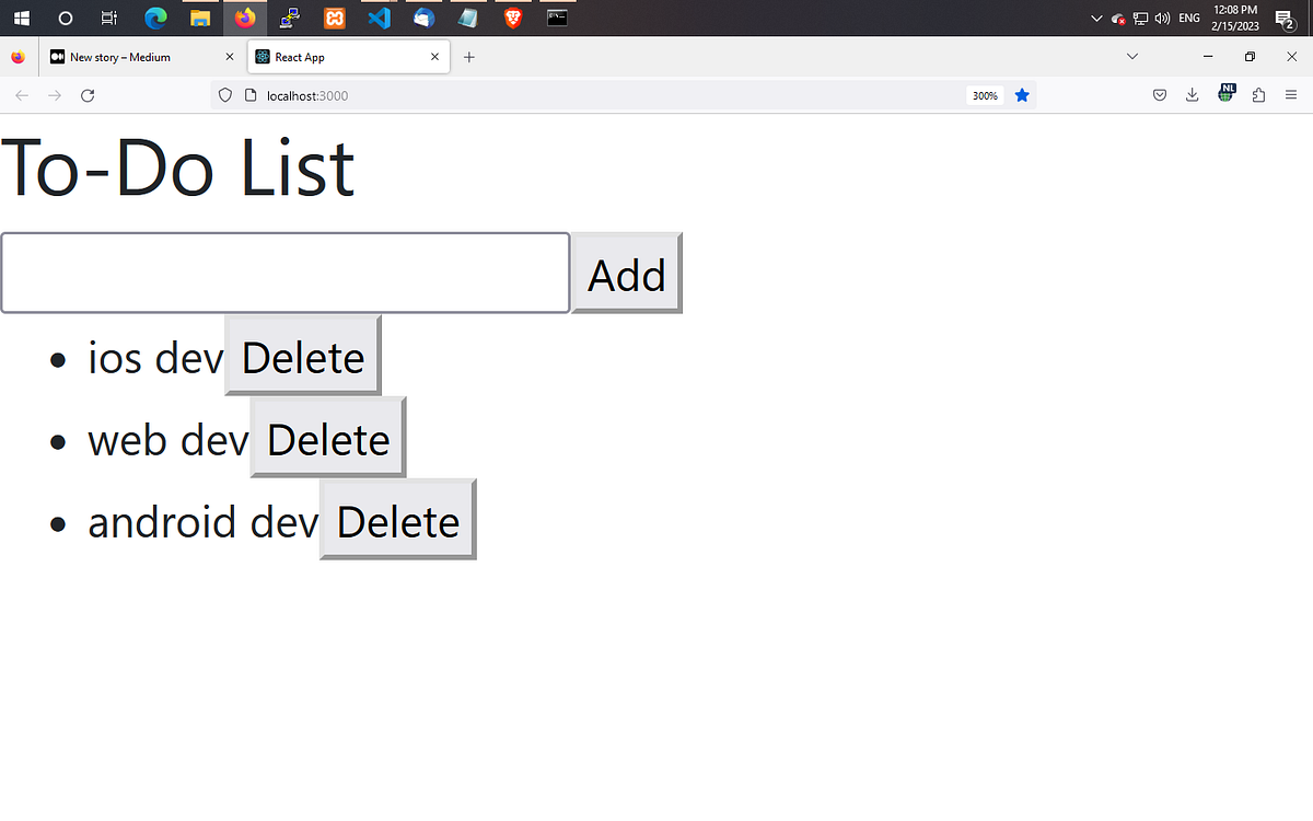 React To-Do list using props and useState hook | by biswajit panda | Medium