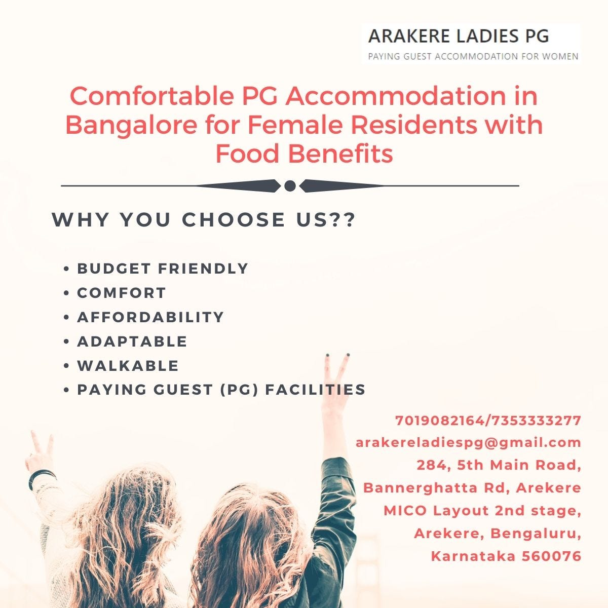 Comfortable PG in Bangalore for Female Residents with