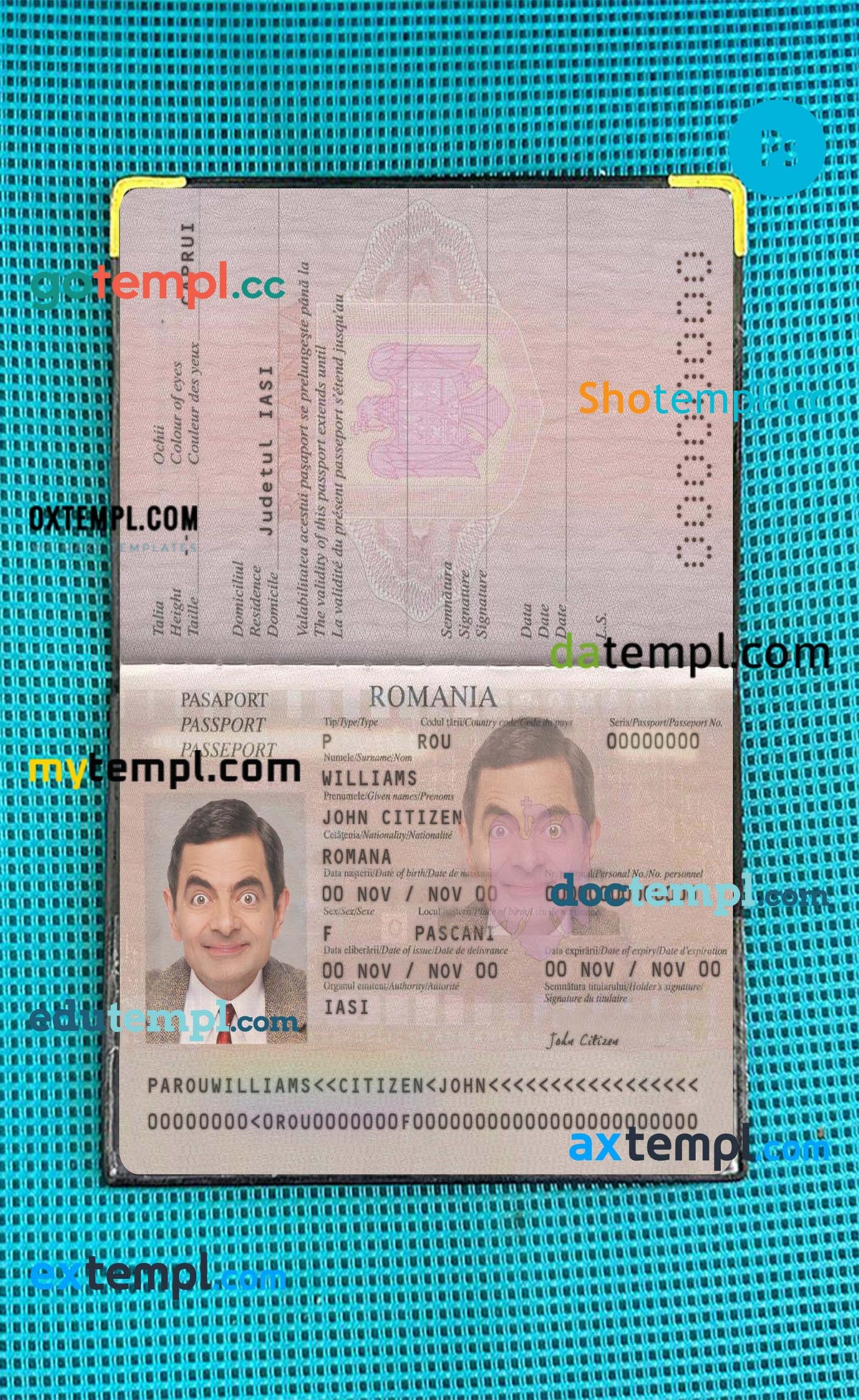 Sample Romania Passport Editable Psd Files, Scan And Photo Taken Image 