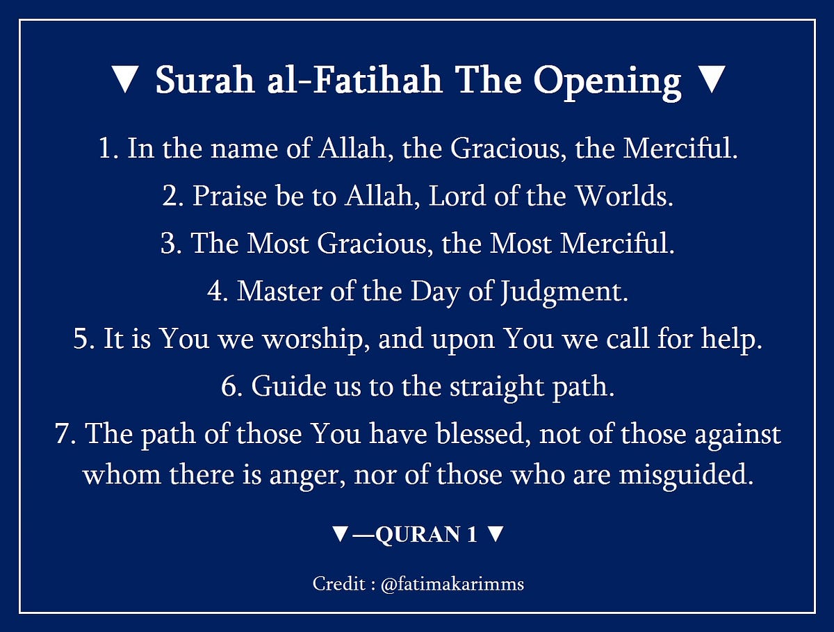 Surah Al Fatihah The Opening By Fatima Karim Medium