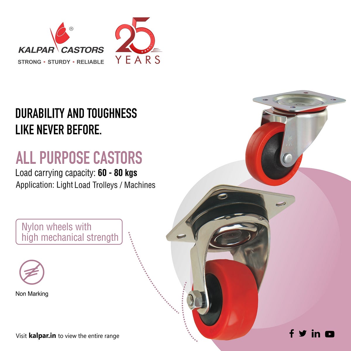 All Purpose Castors and Wheels Kalpar Castors Medium