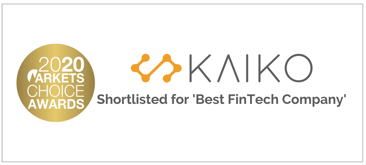 Kaiko Shortlisted for Markets Choice Award ‘Best FinTech Company