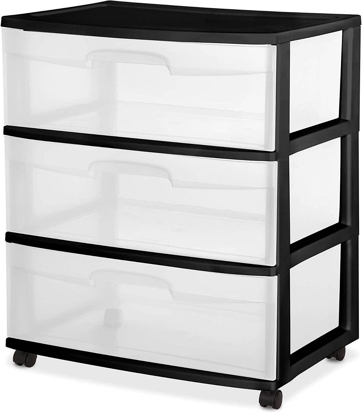 Wide 3 Drawer Cart Black