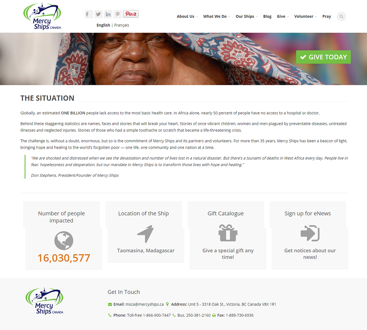 Charities for African children. Mercy Ships, faithbased organization