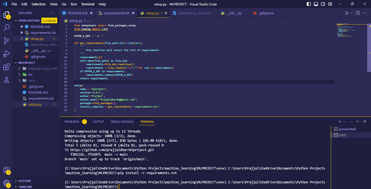 Creating a Python Project Environment and Updating It in Git Using VS ...