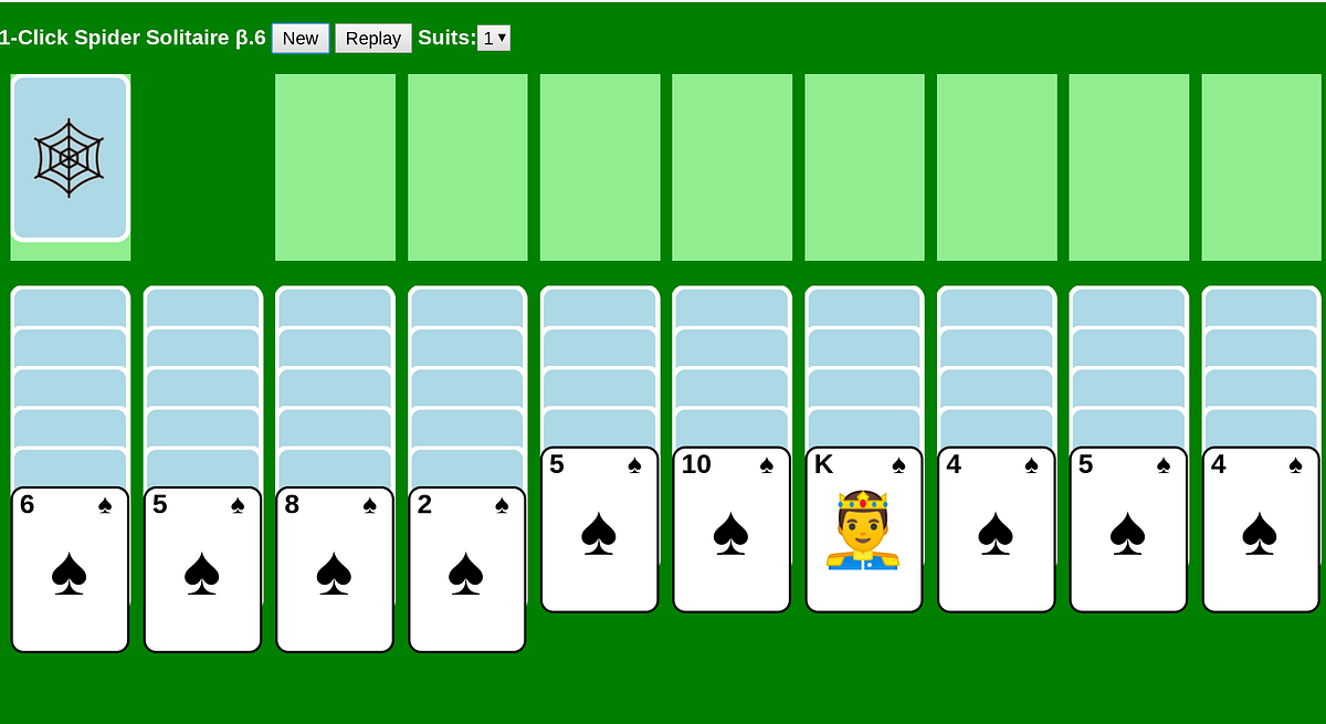 At last! One-Click Spider Solitaire, by John Coonrod