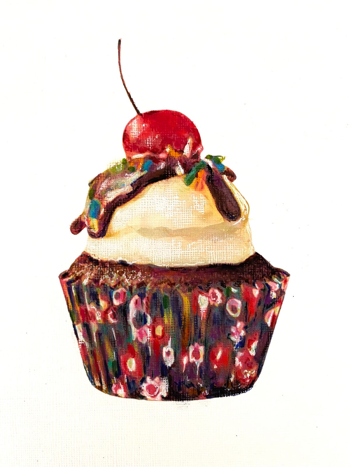 Cupcakes Are Muffins- Original popular mixed media painting