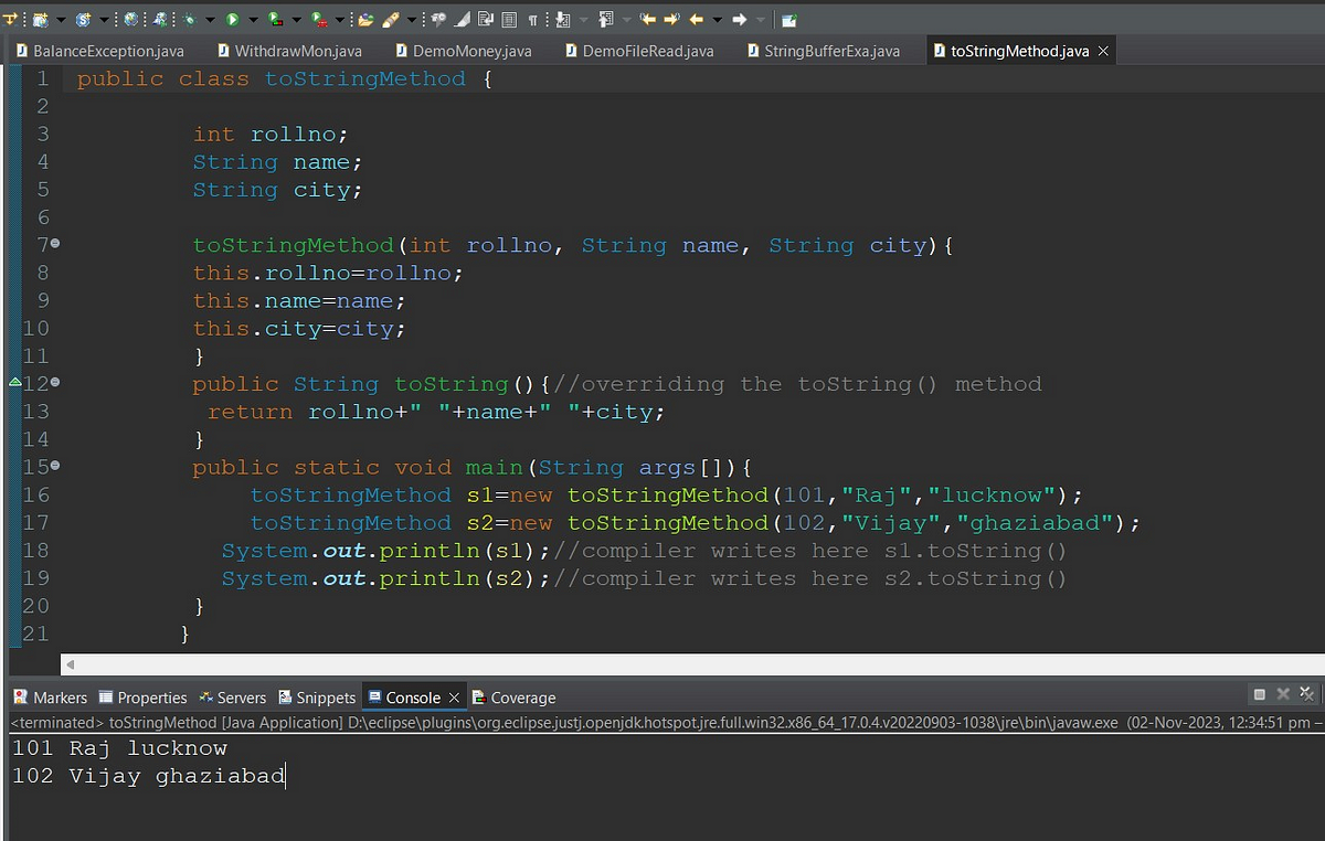 Java toString() Method - Nikhil Sambhaji salvi - Medium
