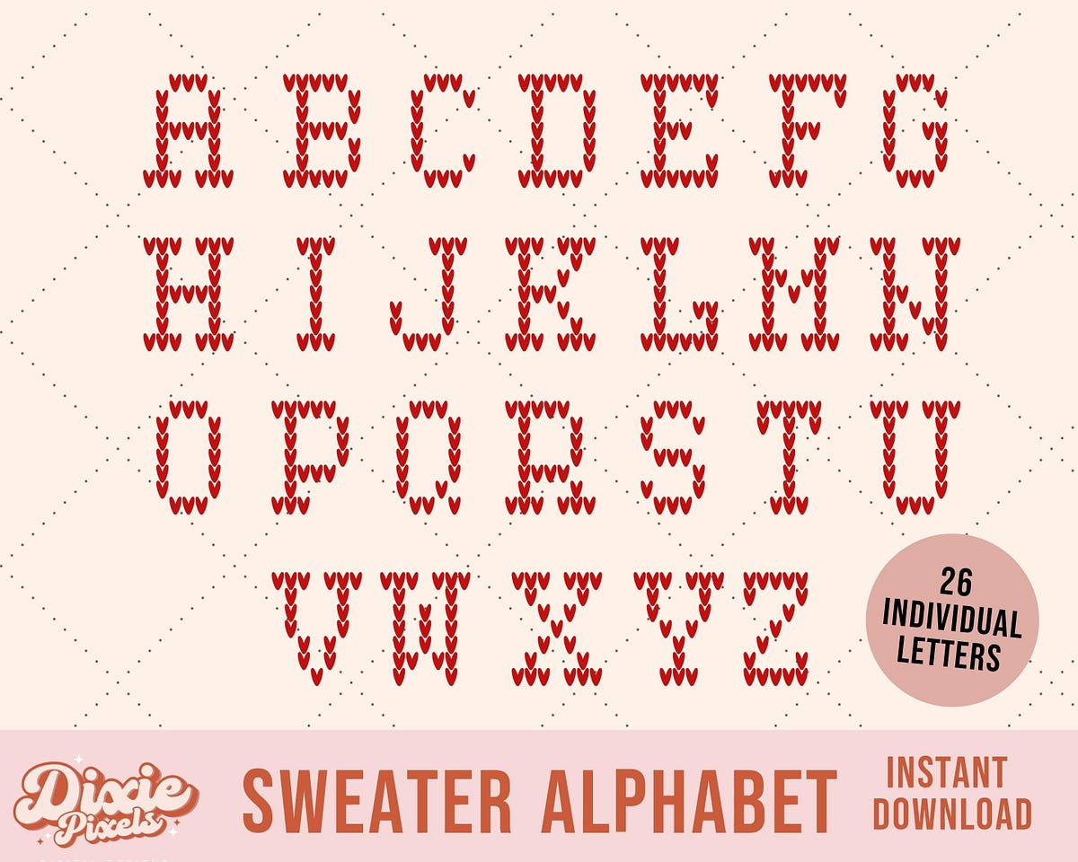 Knit Sweater Alphabet PNG, Ugly Sweater Font SVG, Trendy Christmas ...