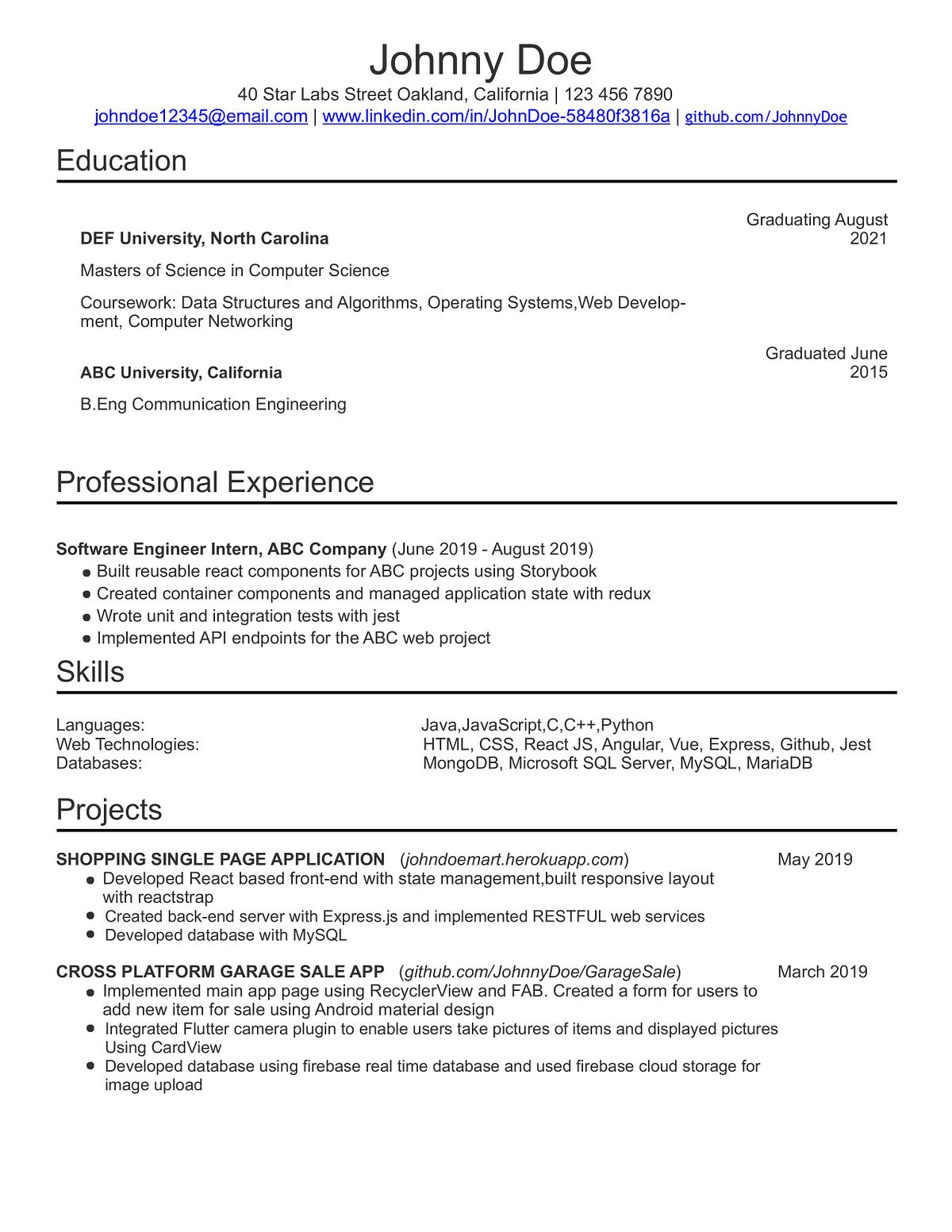 BUILDING AN ENTRY LEVEL SOFTWARE ENGINEER RESUME | Medium