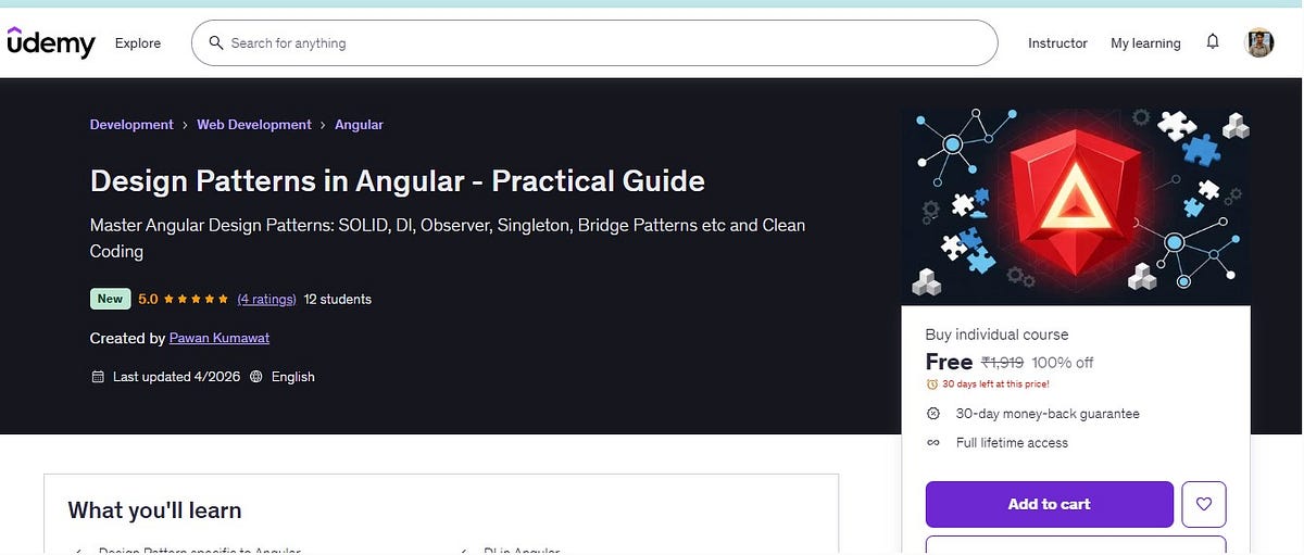 Design Patterns- My Udemy Course Free for You | Front-end World