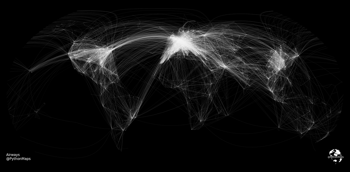 Mapping the World’s Flight Paths with Python | by Adam Symington ...