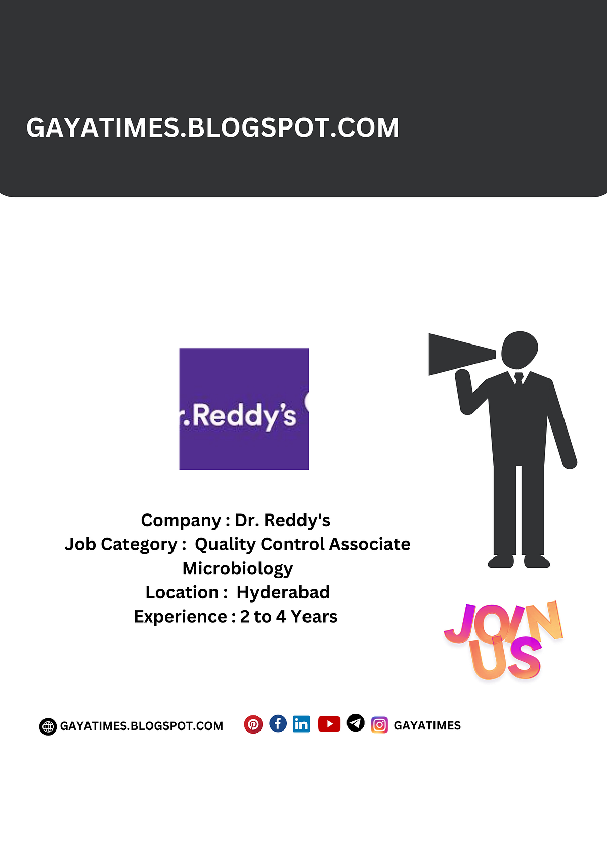 Dr. Reddy’s is hiring for the role of Quality Control Associate