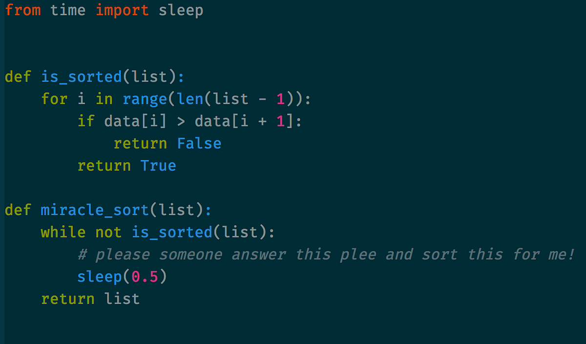 The Worst and Most Entertaining Sorting Algorithms | by Dylan Finn | Medium