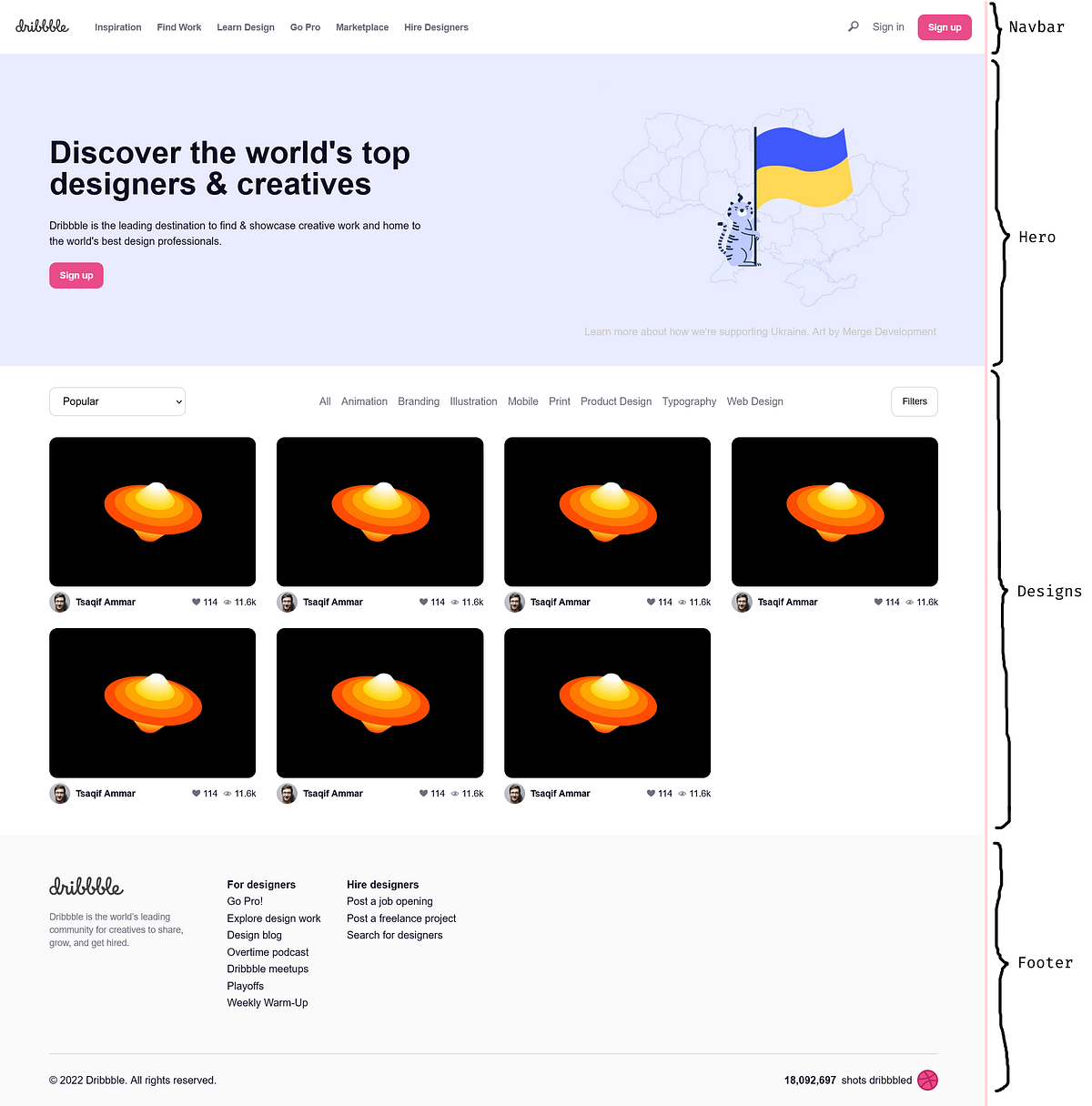 Recreating Dribbble’s Page Layout with HTML + CSS | by Muhammad Tsaqif ...