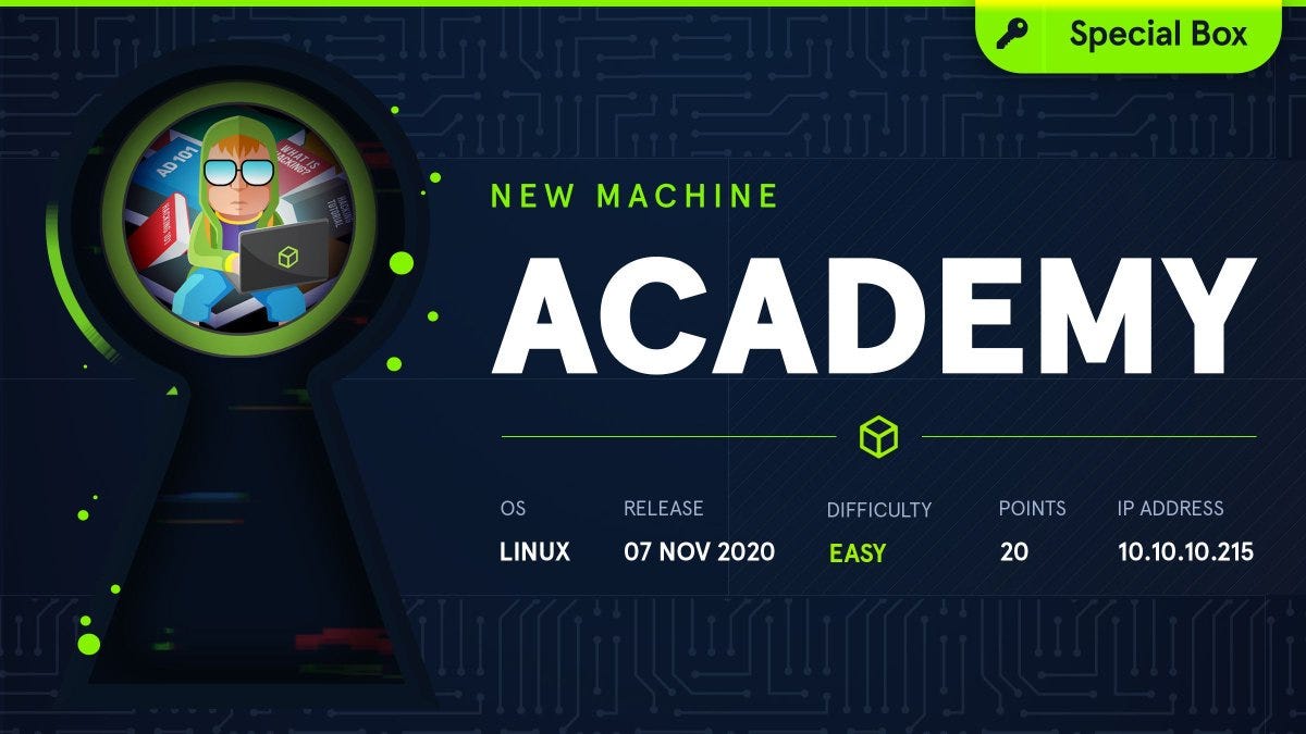 Academy — HackTheBox WalkThrough. This is a practical Walkthrough of…, by  Aniket Badami