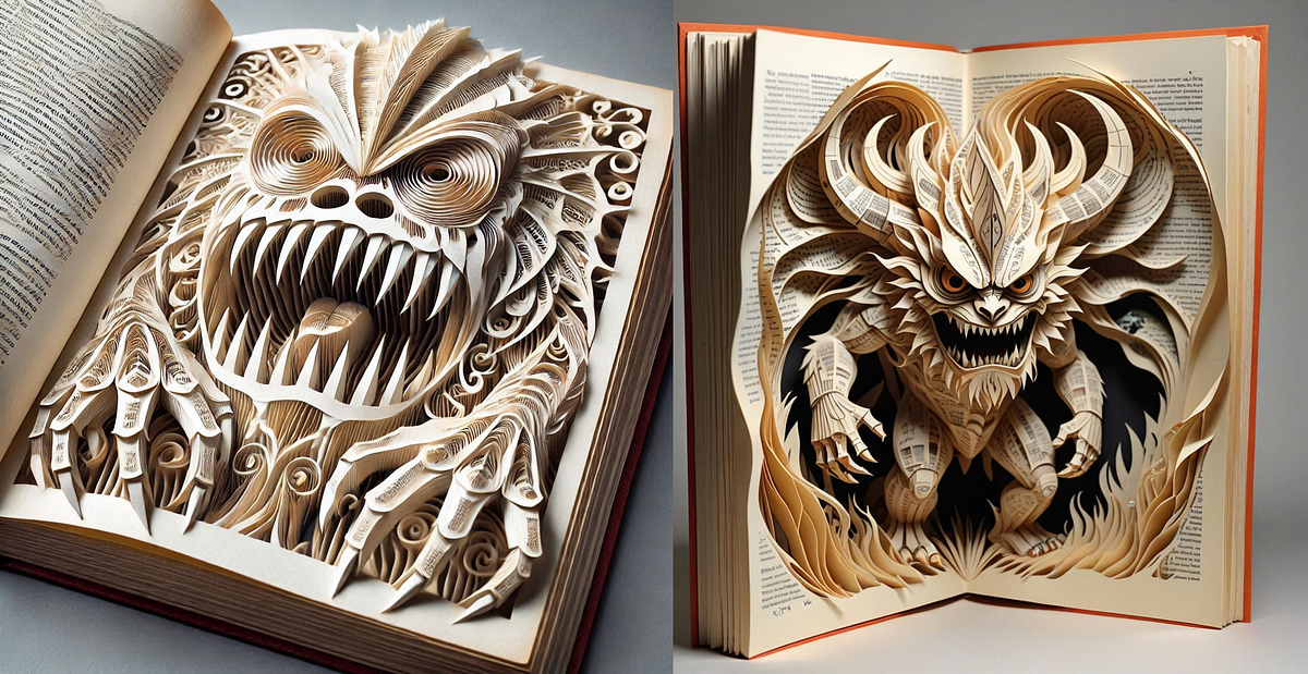 detailed illustration showing Kasing Lung's design process with sketches evolving into 3D monster models