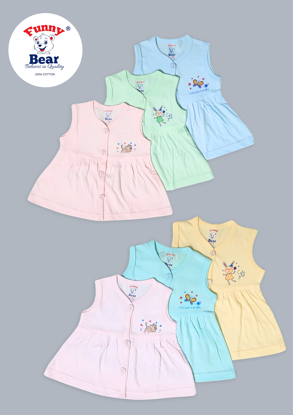 Newborn baby girl dresses 03 months Funny Bear Funny Bear