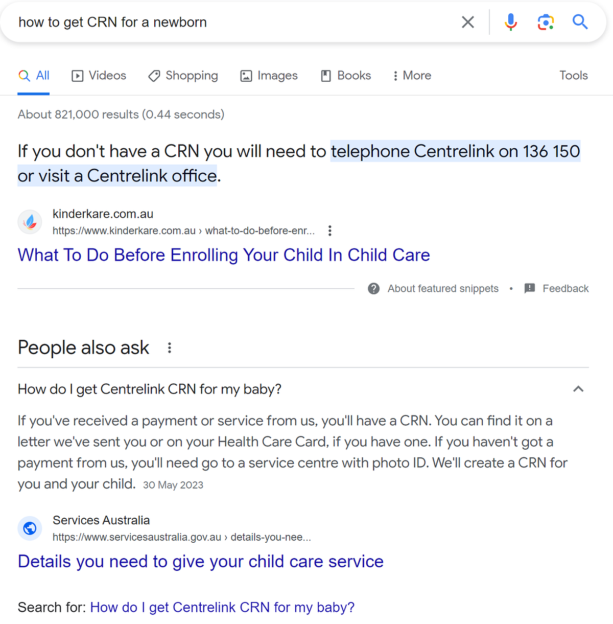 如何從澳洲社會福利聯絡中心取得新生兒的客戶參考號 How to get a CRN for the newborn from