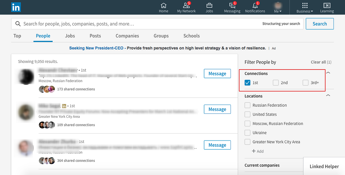 How to send your messages to your LinkedIn 1st connections : Mailing ...