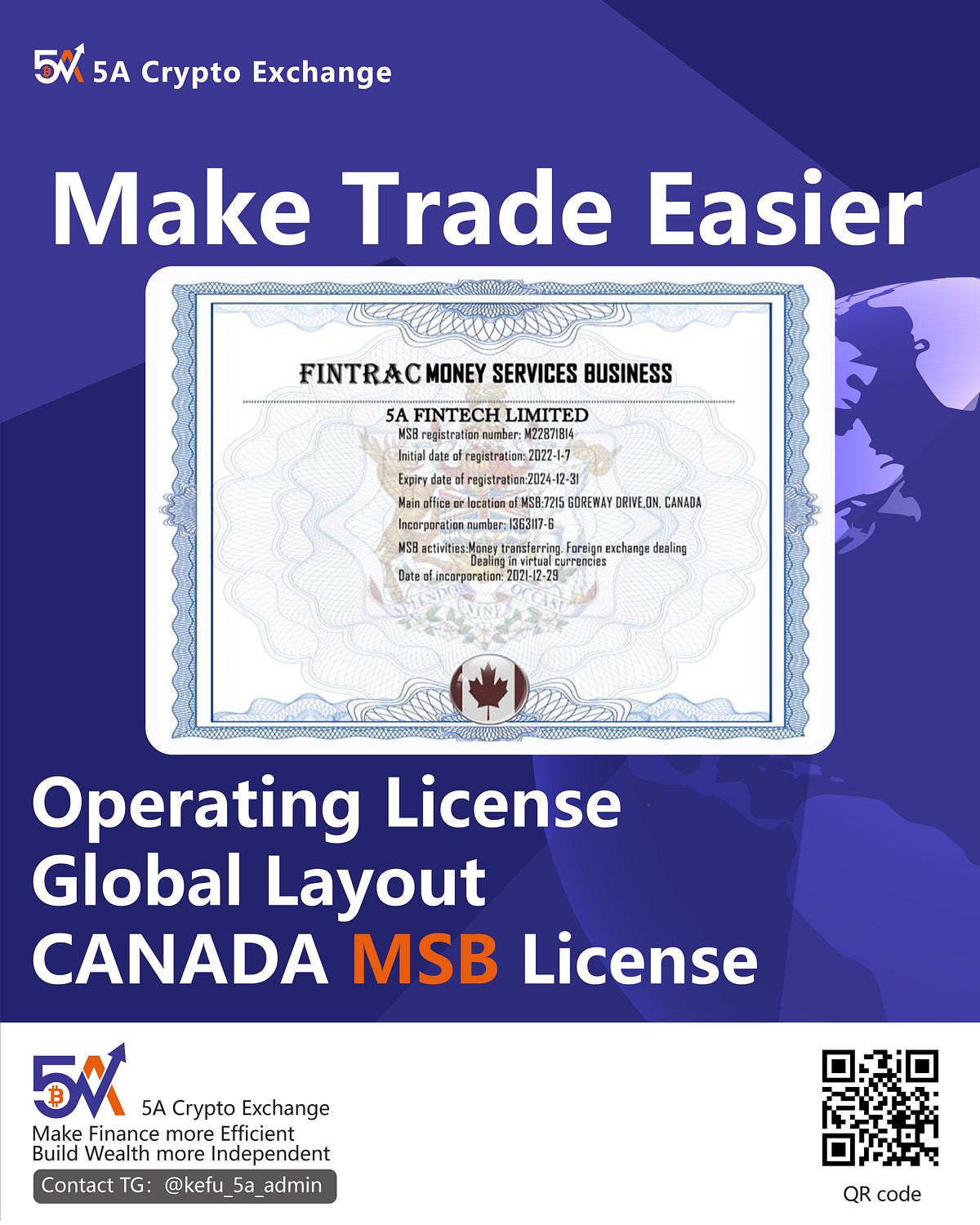 Canada MSB license - 5A Exchange - Medium