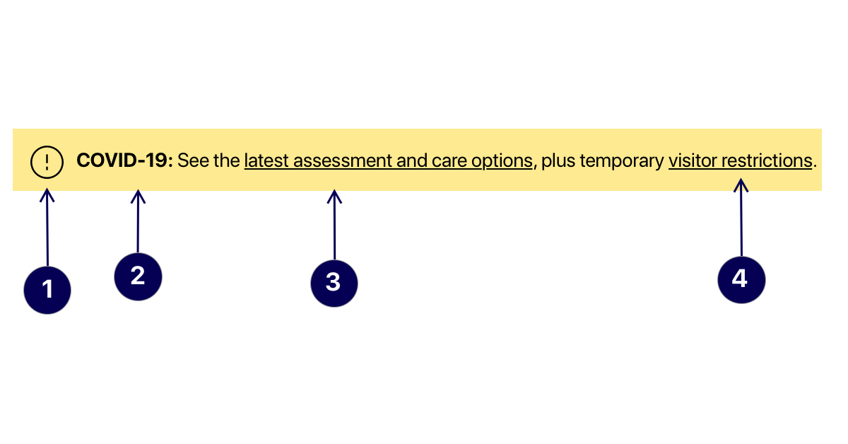 Anatomy of an Alert: Accessibility for COVID-19 Hospital Web Alerts | by  Catharine McNally | UX Planet