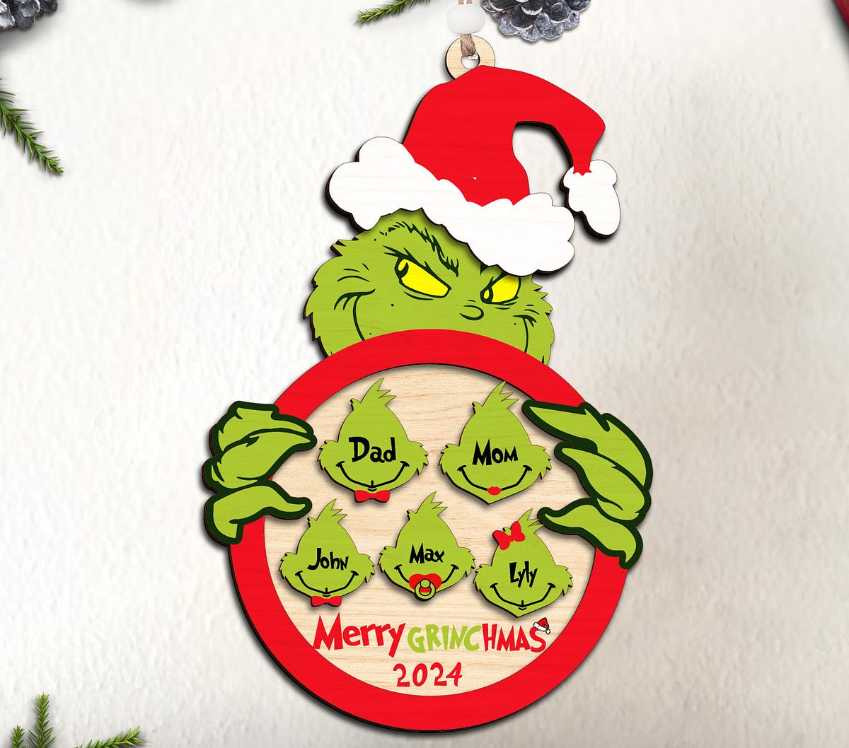 Personalized Family Christmas Ornament 20242025 Digital Files ,Cartoon