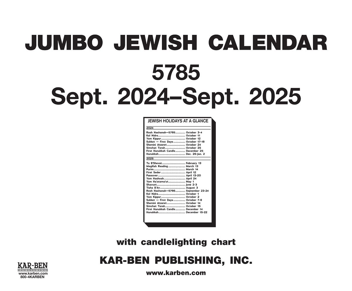 Ebook Jumbo Jewish Calendar 5785 20242025 (Jewish Calendars) FULL BOOK PDF & FULL AUDIOBOOK