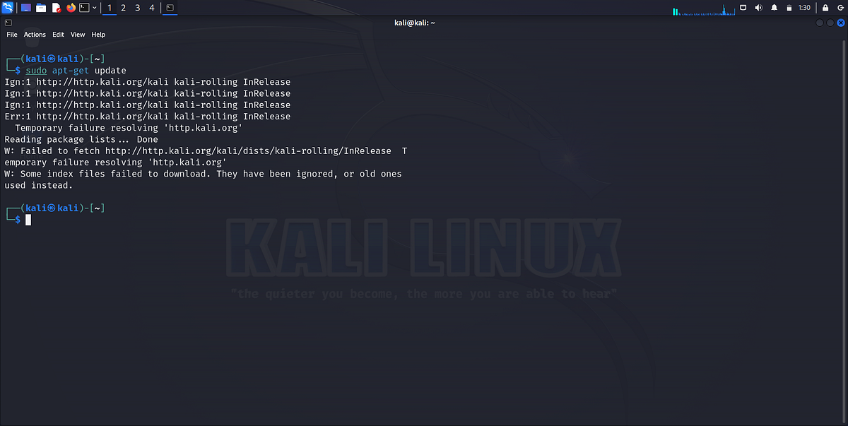 Error while updating Kali Linux: failure resolving ‘http.kali.org’ | by ...