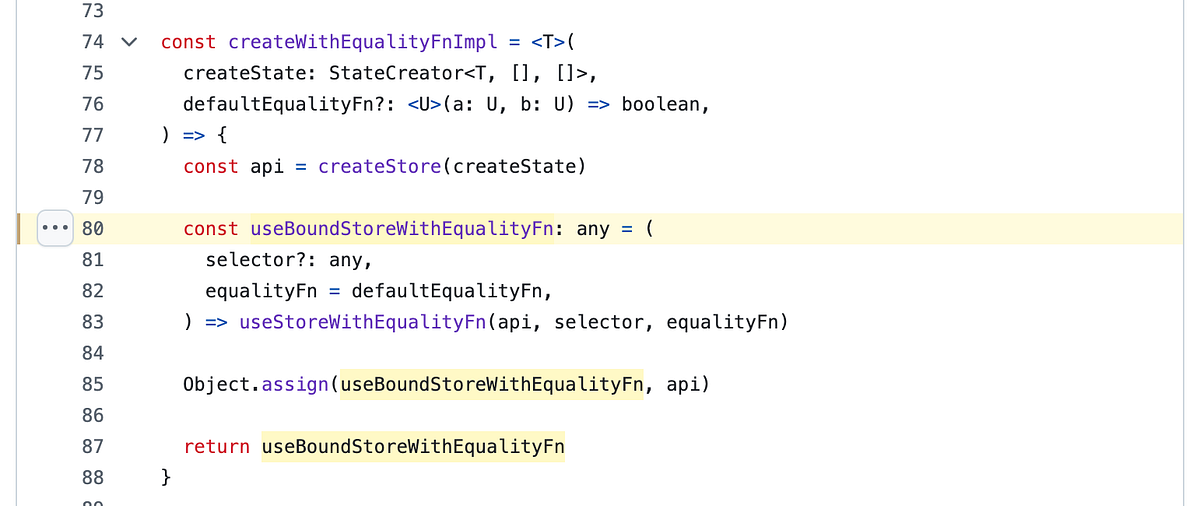 useBoundStoreWithEqualityFn in Zustand’s source code explained. | by ...