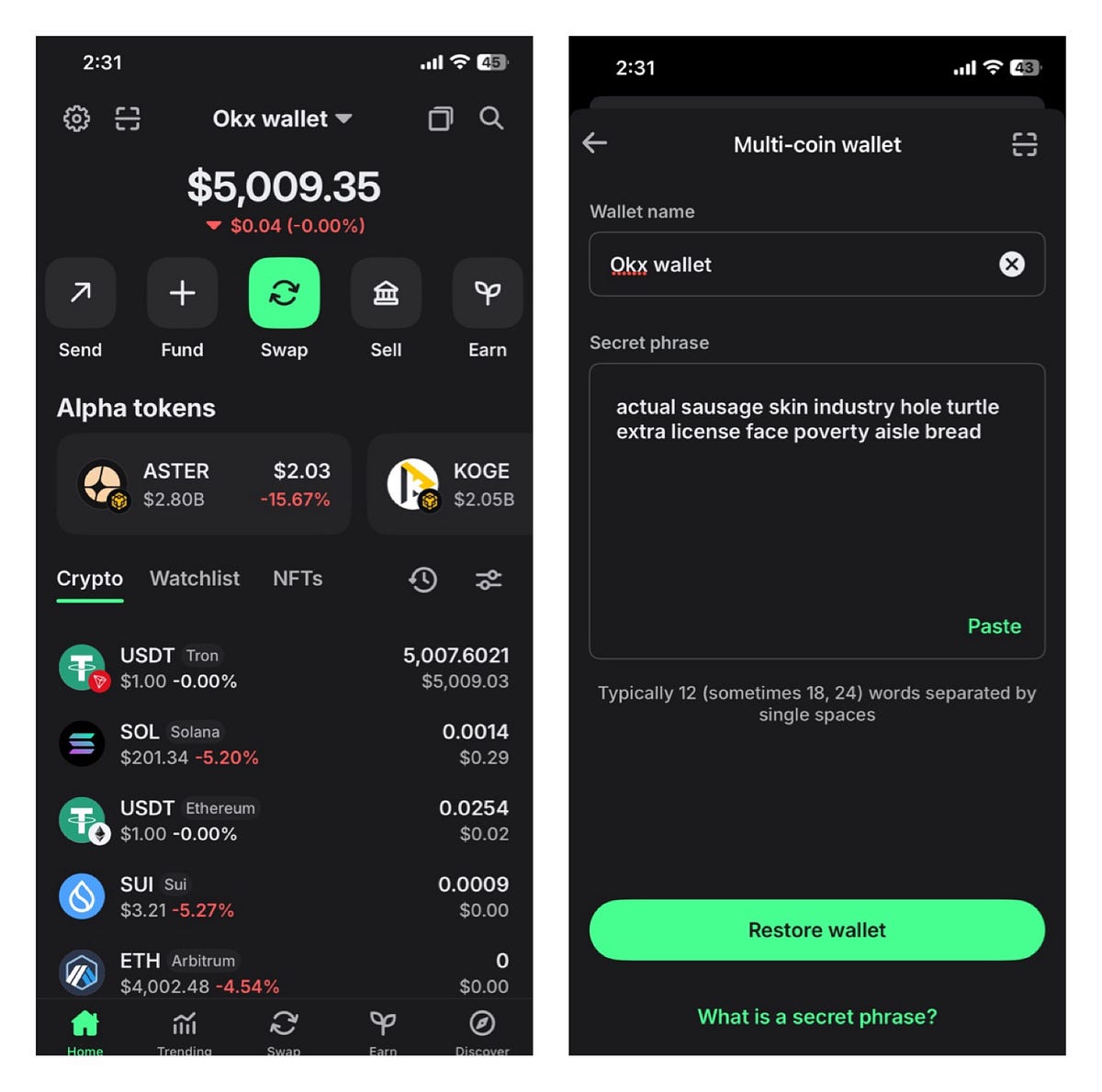 please how to send my 5,000 USDT from Okx wallet to Binance? - Joelle ...
