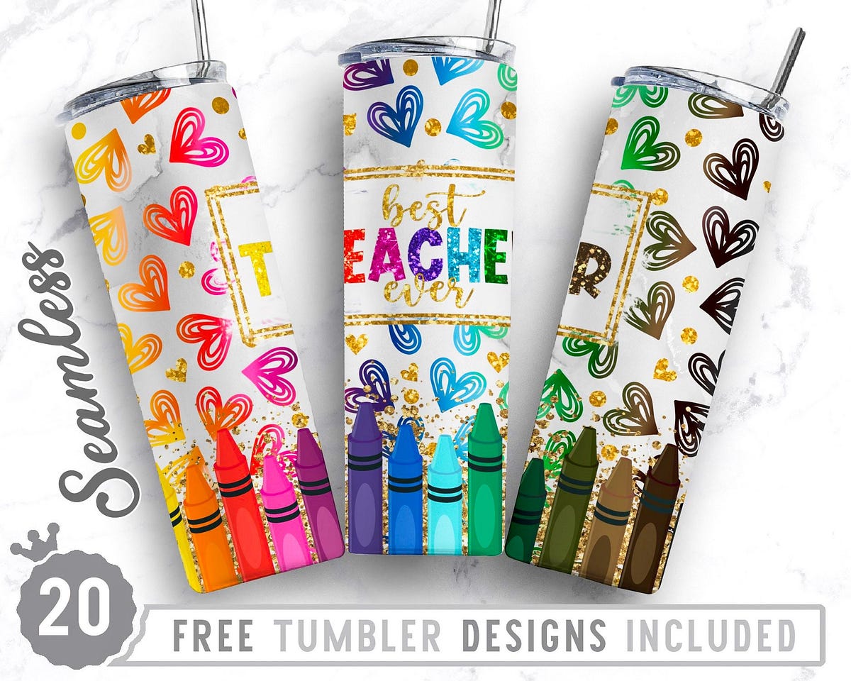 20oz Skinny Tumbler Design Sublimation Template Teacher, Best Teacher ...