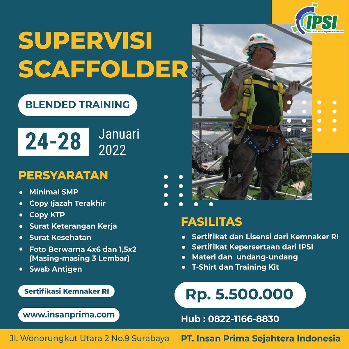 Supervisi Scaffolder TERLARIS, WA (0822-1166-8830), PUSAT PELATIHAN K3 ...