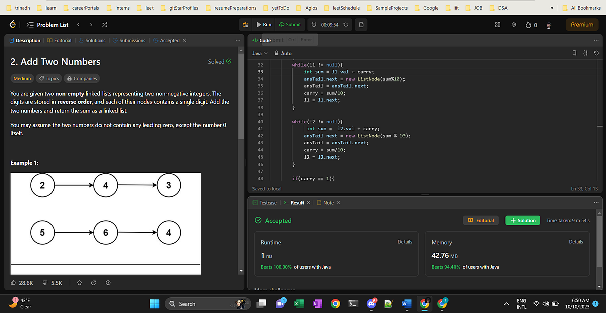 2. Add Two Numbers. Thought Process: To add two numbers… | by Trinadh ...