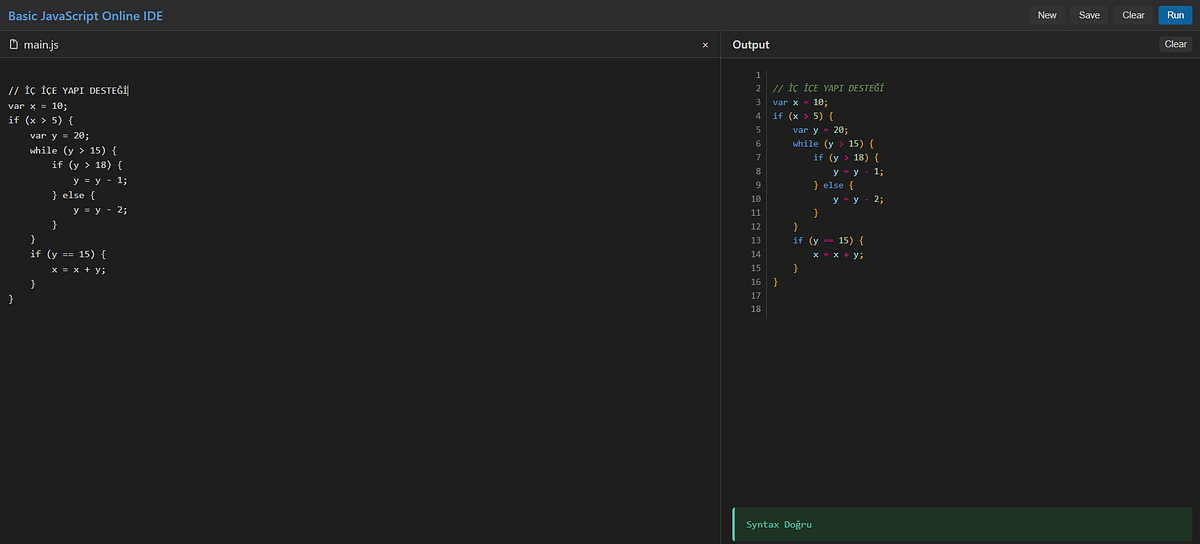 Basic JavaScript syntax -Online Lexical ve Syntax Analyzer | by mirac ...