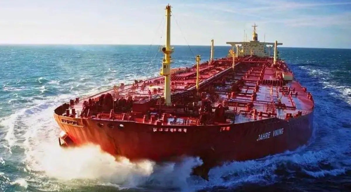The biggest supertanker ever, the Jahre Viking, former Seawise Giant (source: OrbitHub)