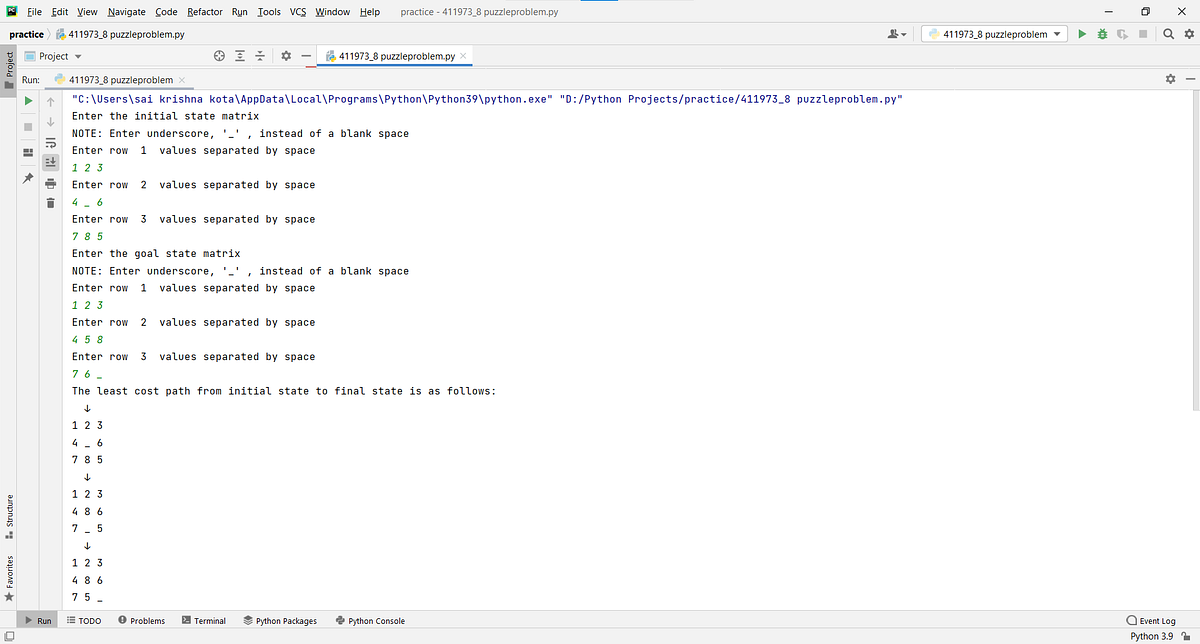 Solution to 8-Puzzle through A* Algorithm | by Kota Sai Krishna | Medium