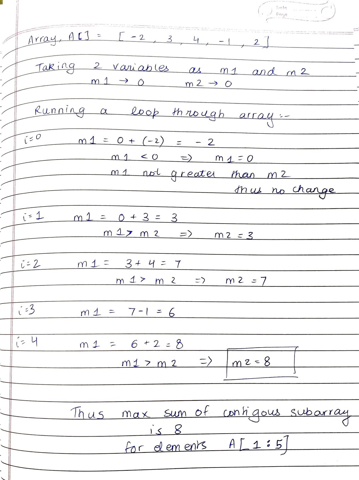 Kadane’s Algorithm. A simple explanation | by Arushi Singla | Medium
