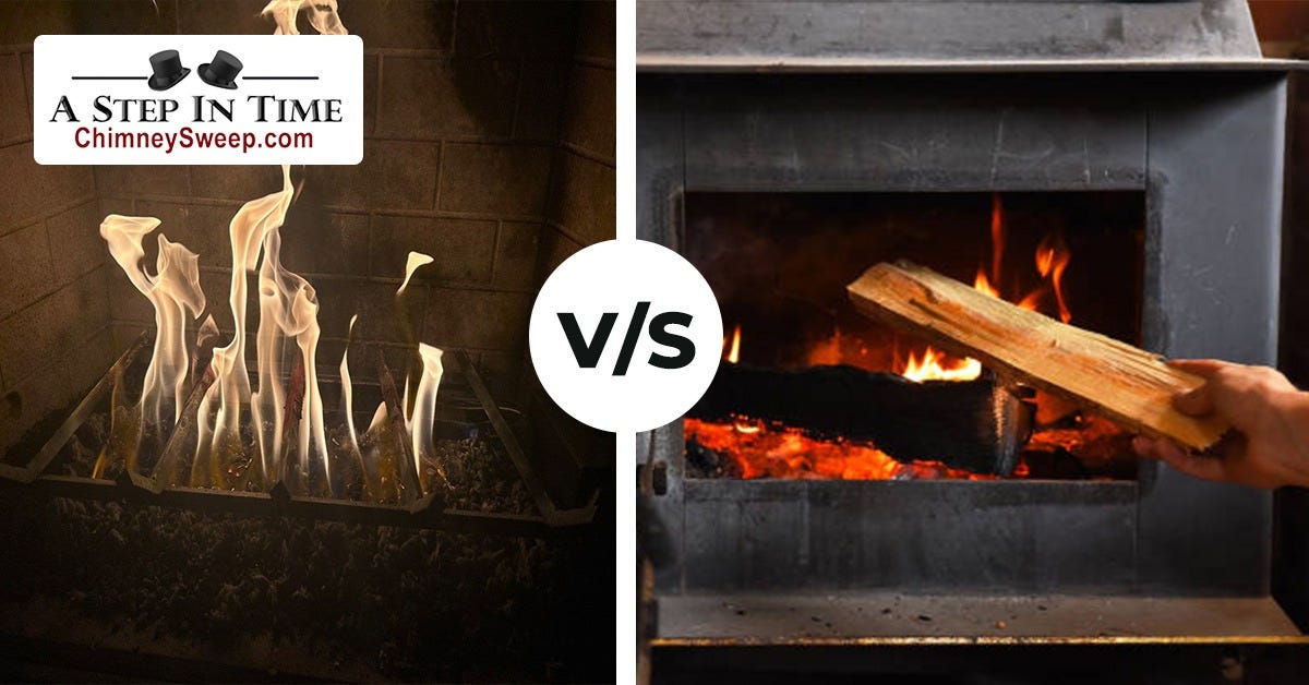 Gas Logs VS Wood Burning Fireplaces by A Step in Time Chimney Sweeps