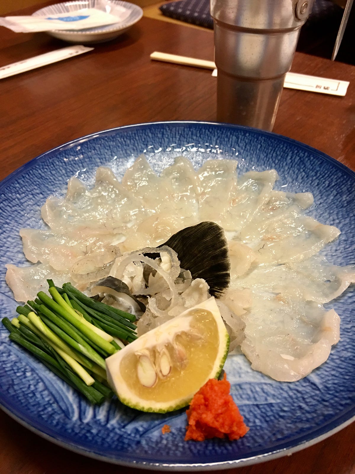 Tessa, Fugusashi. Sashimi (raw fish) of Fugu (Blowfish)… by Ikechan