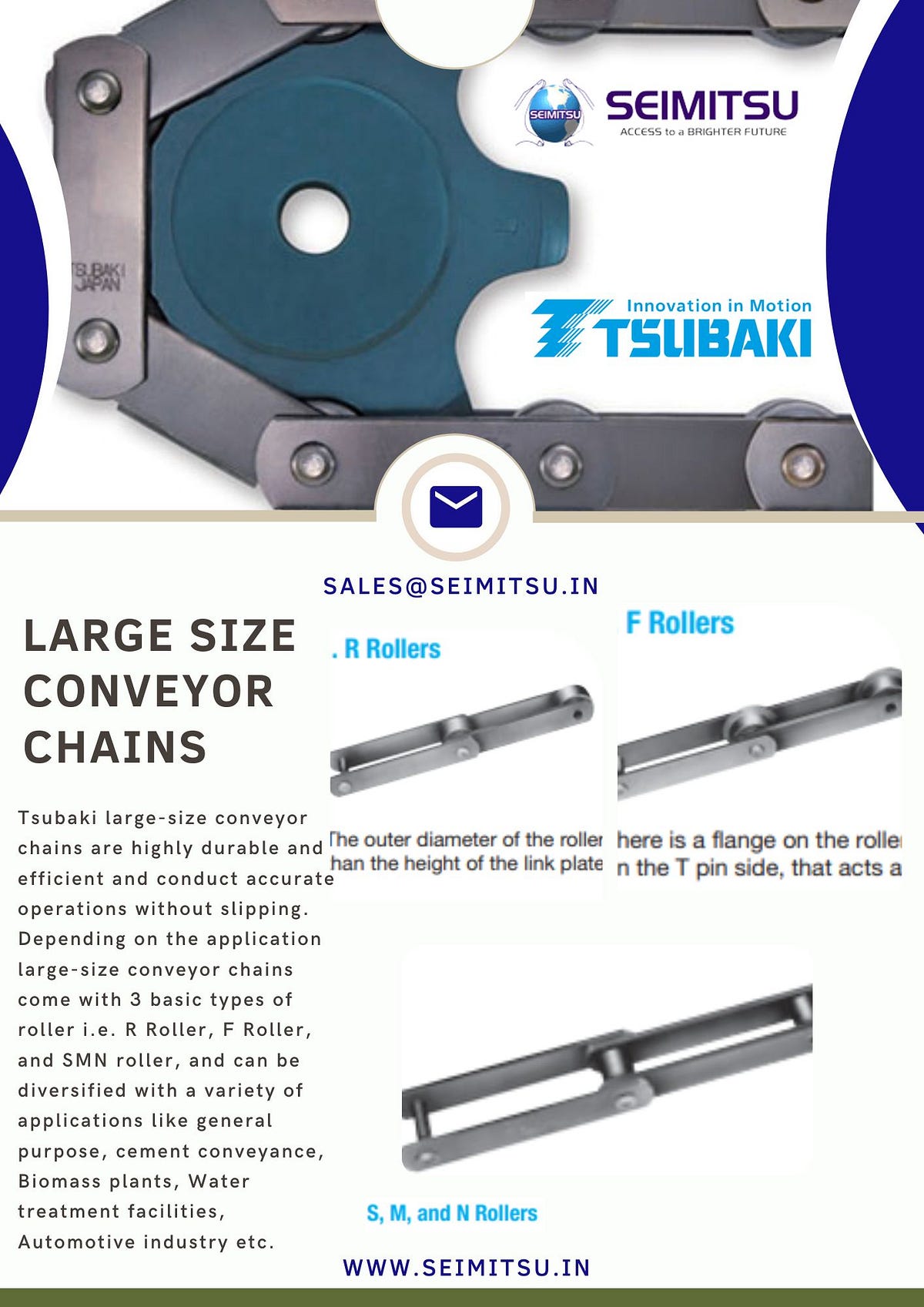 Large Size Conveyor Chain Tsubaki SEIMITSU Factory Automation Pvt