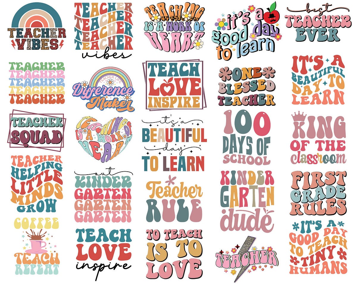 Retro Teacher Svg Bundle, Teacher Quotes Svg, Teacher Sayings Svg ...