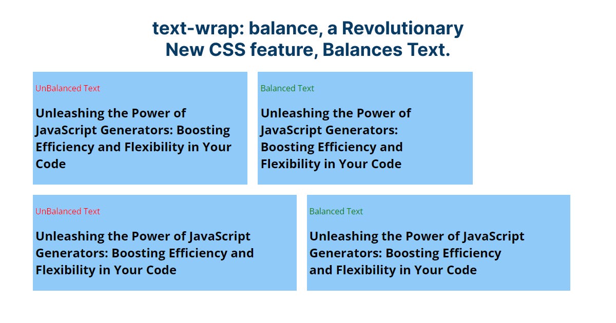text-wrap: balance, a Revolutionary New CSS feature, Balances Text. | by  TUSHAR KANJARIYA | Level Up Coding