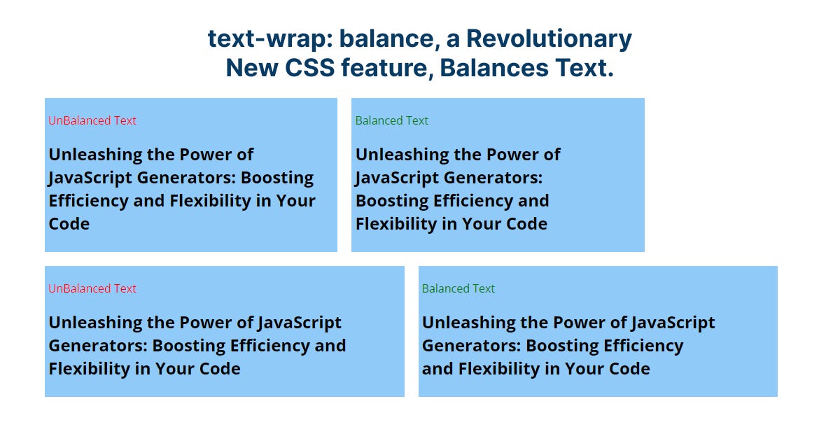 textwrap balance, a Revolutionary New CSS feature, Balances Text