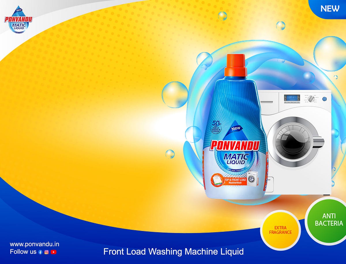 Front Load Washing Machine Liquid by Ponvandu Detergent and Diswash Medium