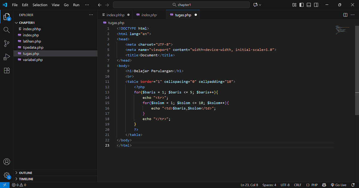 looping pada PHP, lengkap dengan contoh implementasi studi kasus ...